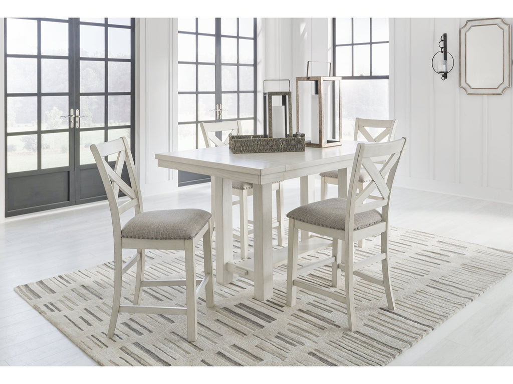 Robbinsdale Antique White Counter EXT Table and 4 Barstools