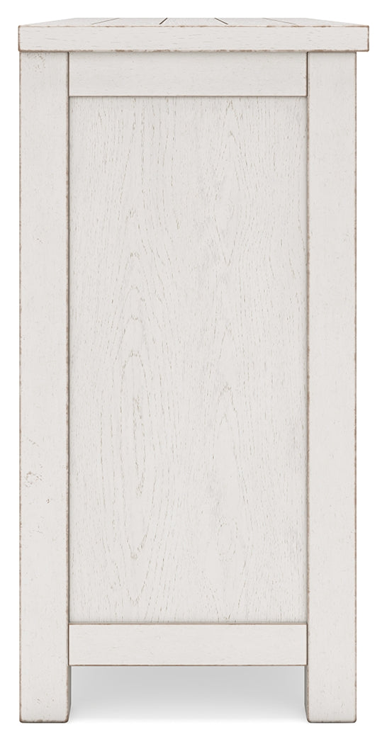 Robbinsdale Counter Height Dining Table, 2 Barstools, Bench and Server, Antique White