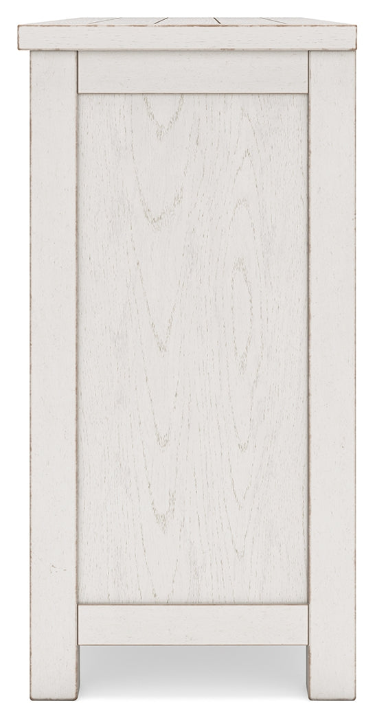 Robbinsdale Counter Height Dining Table, 2 Barstools, Bench and Server, Antique White