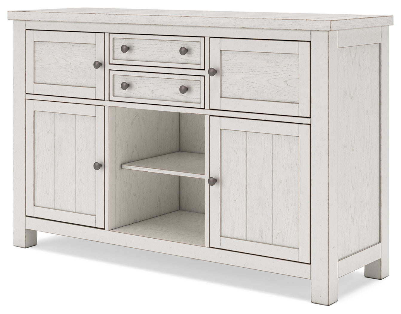 Robbinsdale Counter Height Dining Table, 2 Barstools, Bench and Server, Antique White