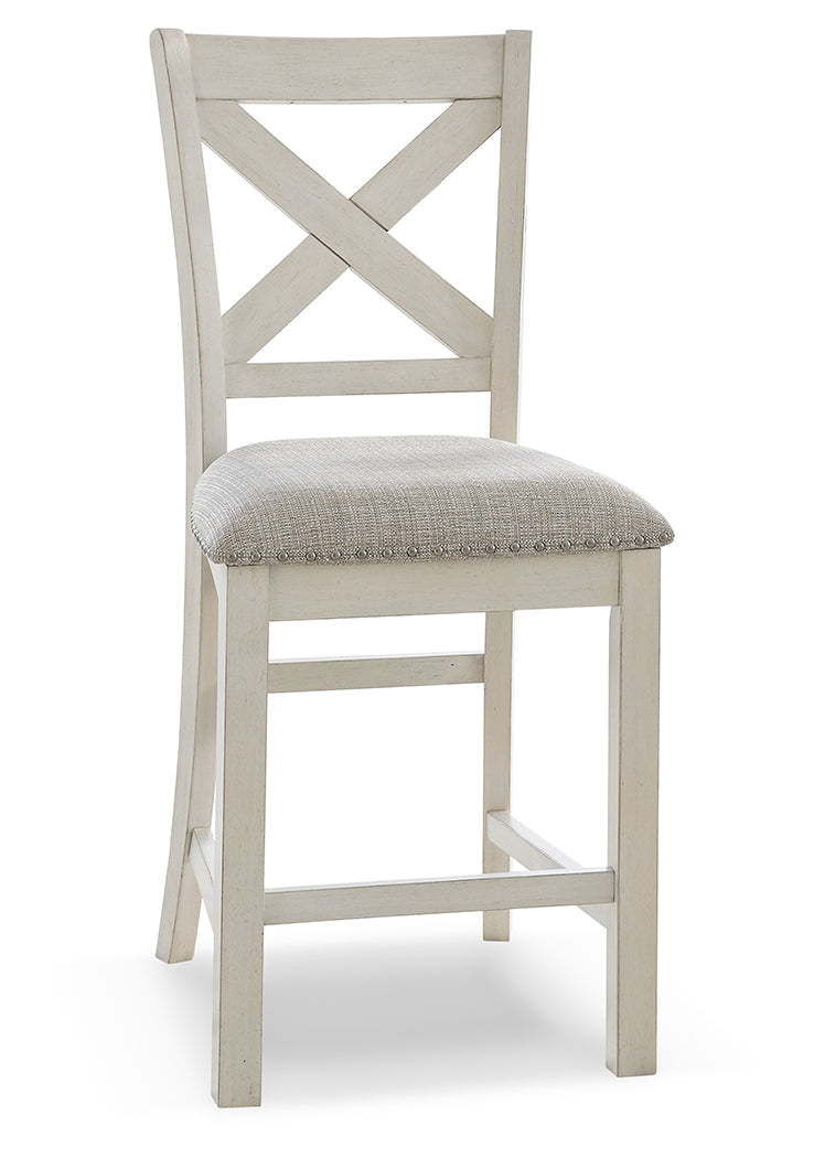 Robbinsdale Counter Height Dining Table w/6 Barstools & Bench and Server, Antique White