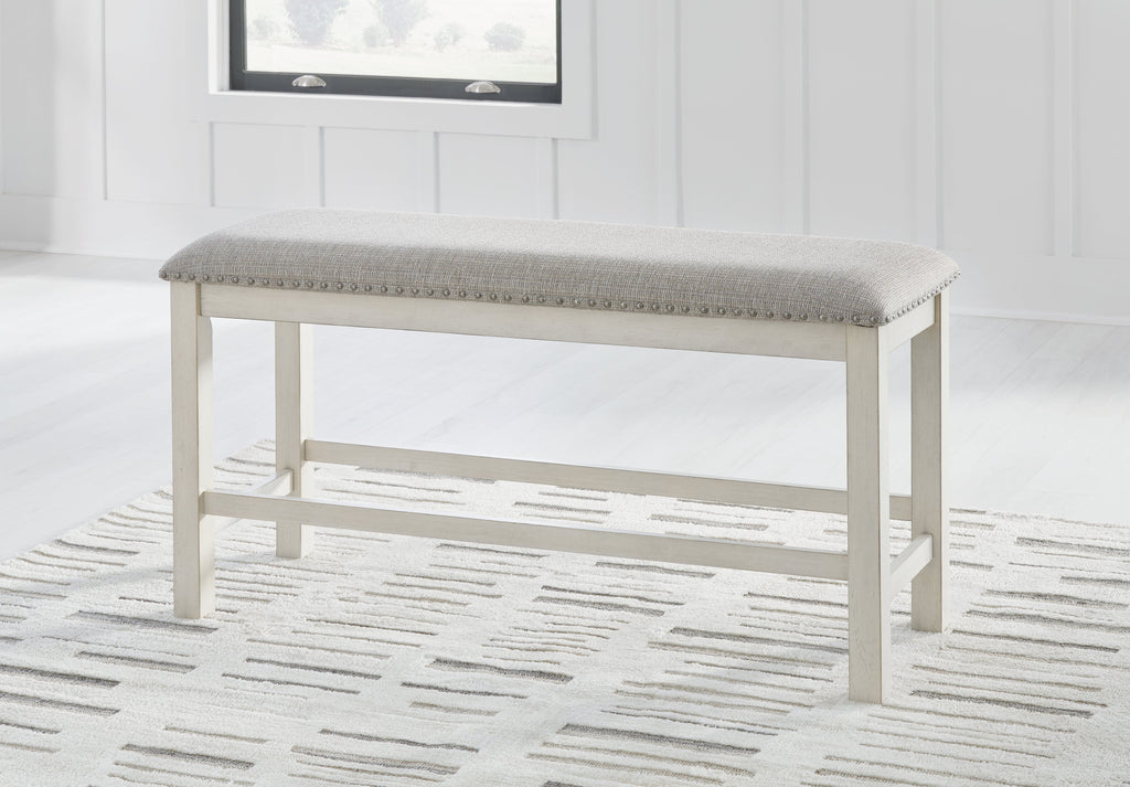 Robbinsdale Counter Height Dining Table, 4 Barstools and Bench, Antique White
