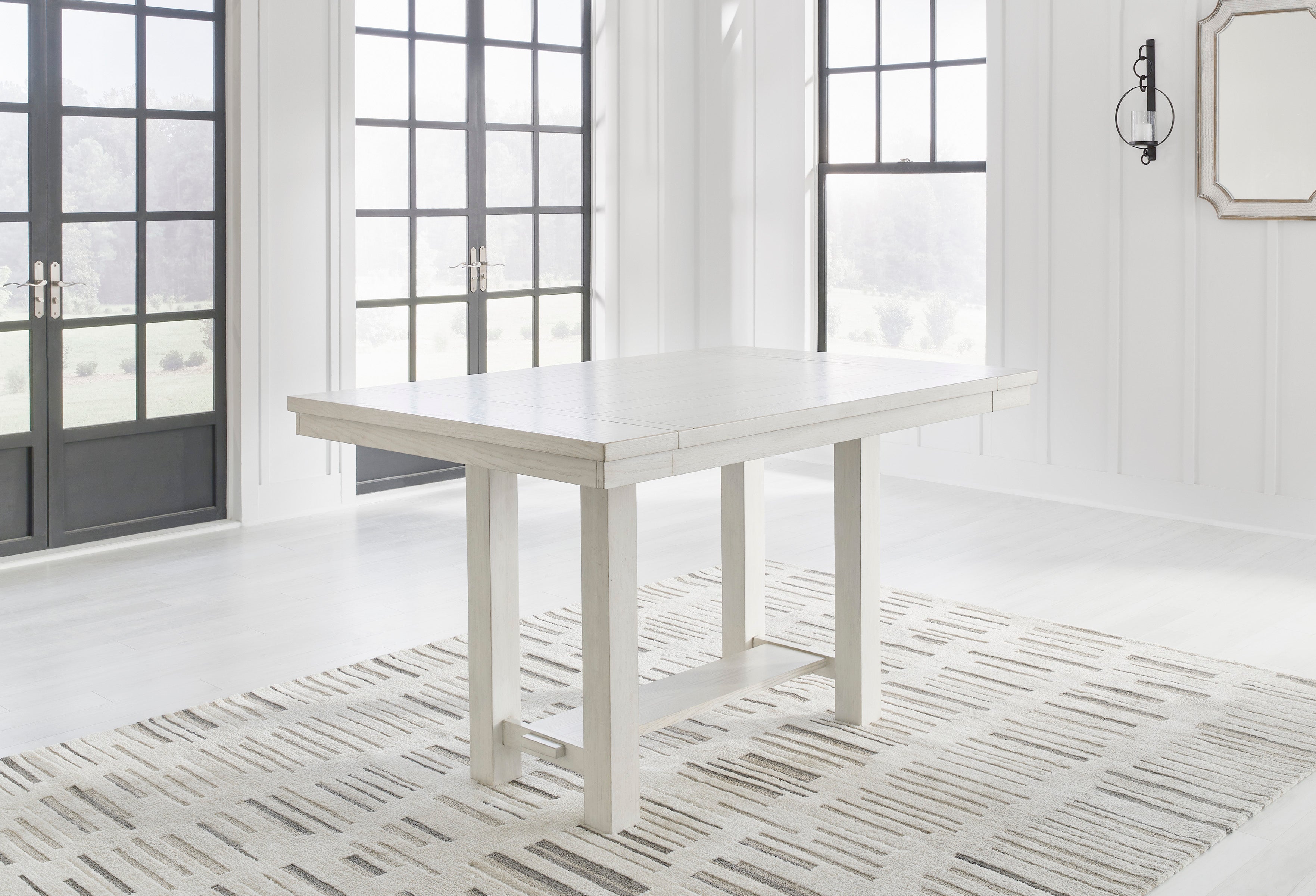 Robbinsdale Counter Height Dining Table, 4 Barstools and Server, Antique White