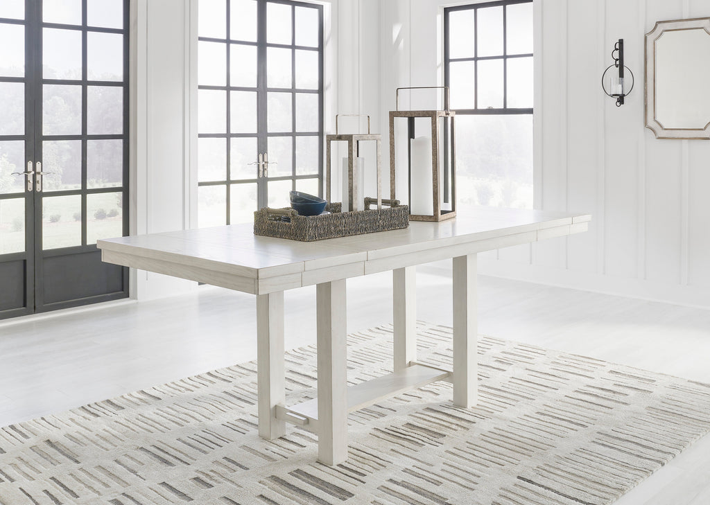Robbinsdale Counter Height Dining Table, 4 Barstools and Server, Antique White
