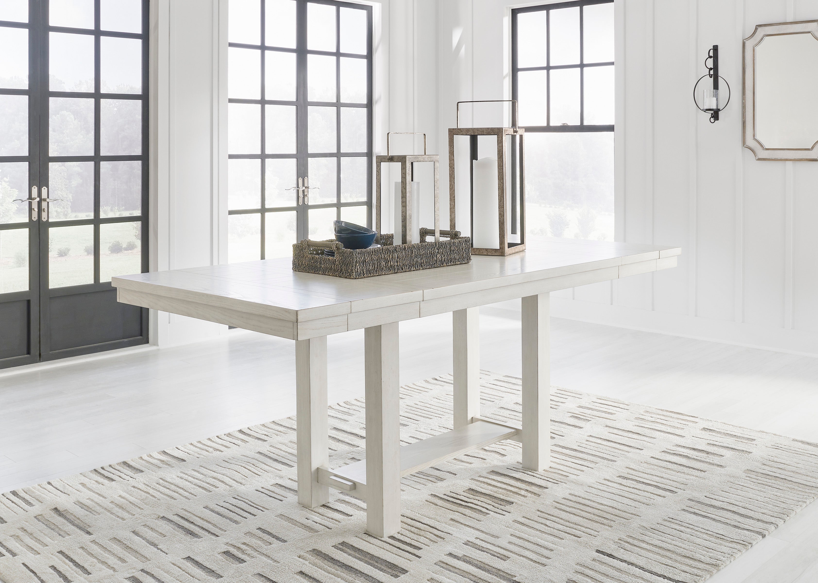 Robbinsdale Counter Height Dining Table w/4 Barstools & Bench and Server, Antique White