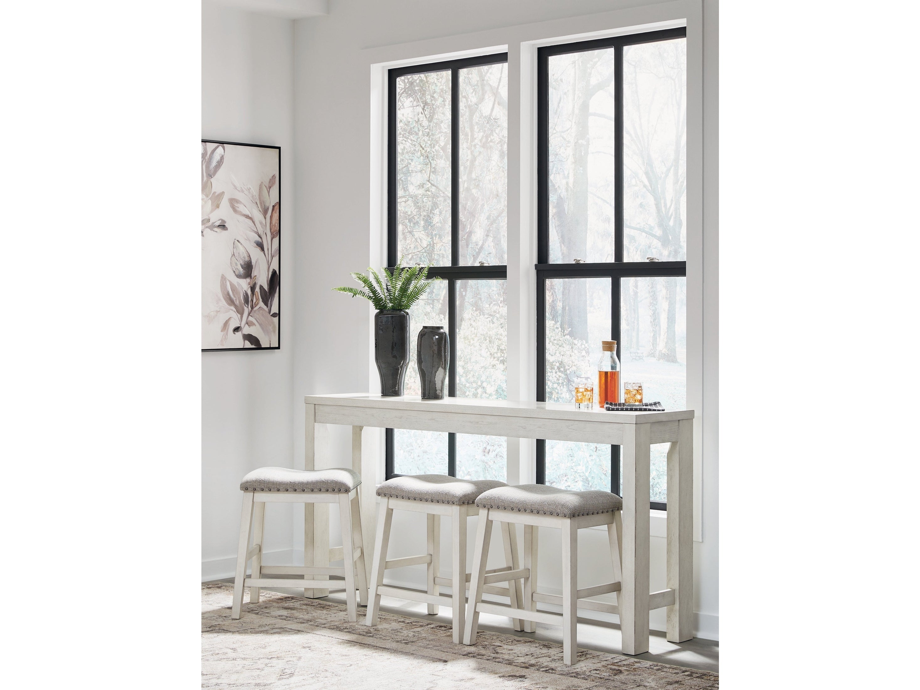 Robbinsdale Counter Height Dining Table and 3 Barstools Set, Antique White