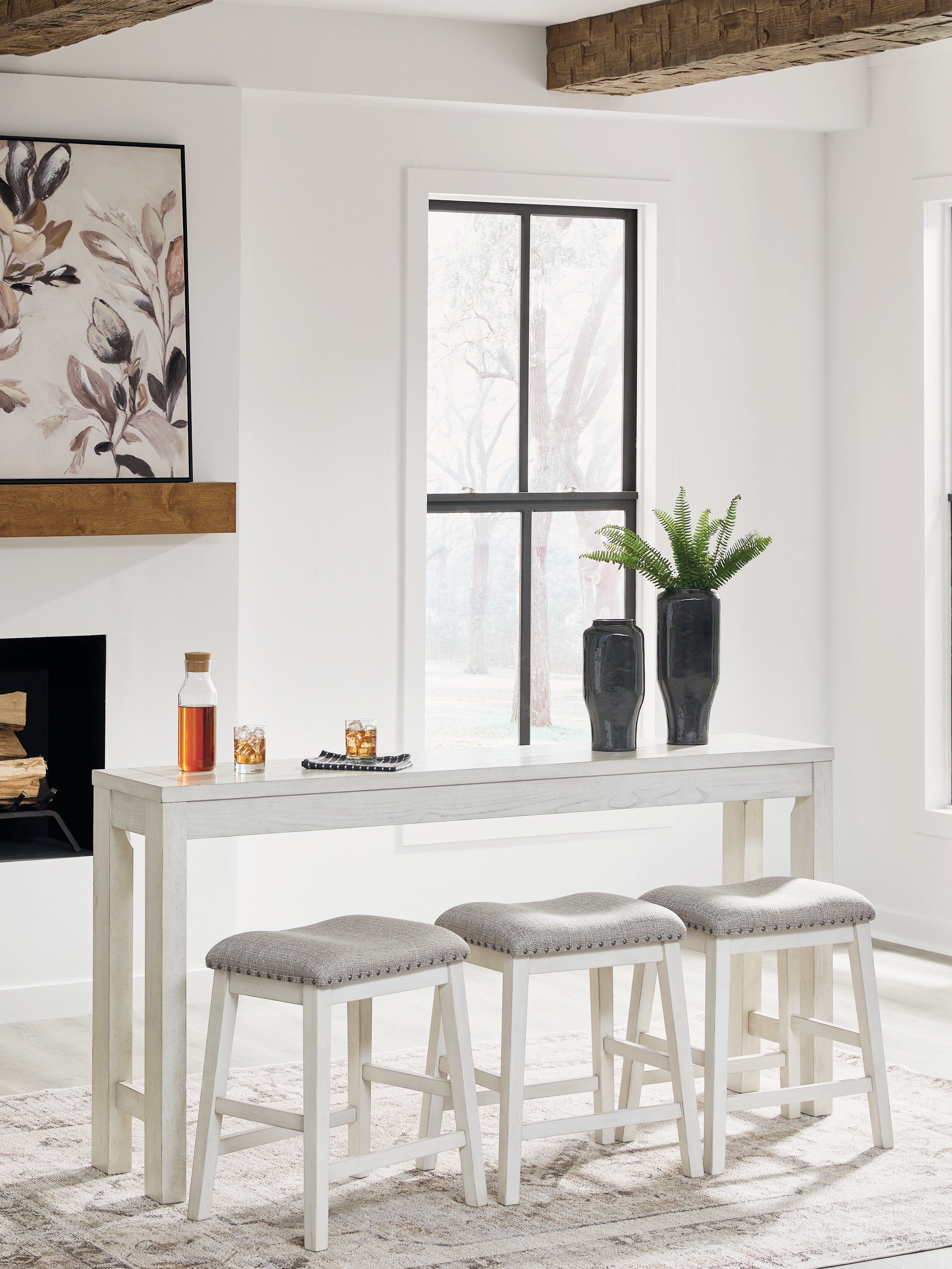 Robbinsdale Counter Height Dining Table and 3 Barstools Set, Antique White