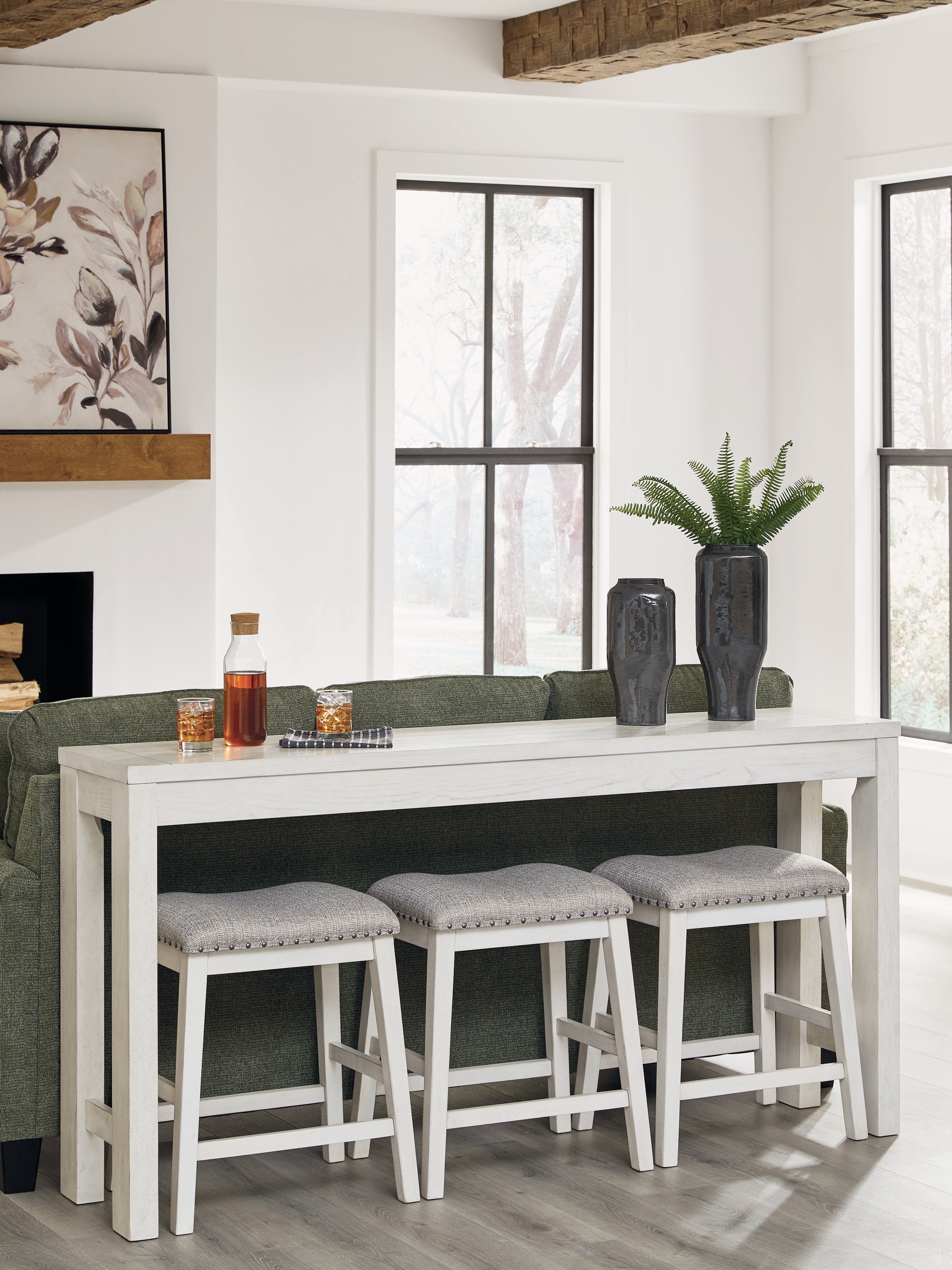 Robbinsdale Counter Height Dining Table and 3 Barstools Set, Antique White