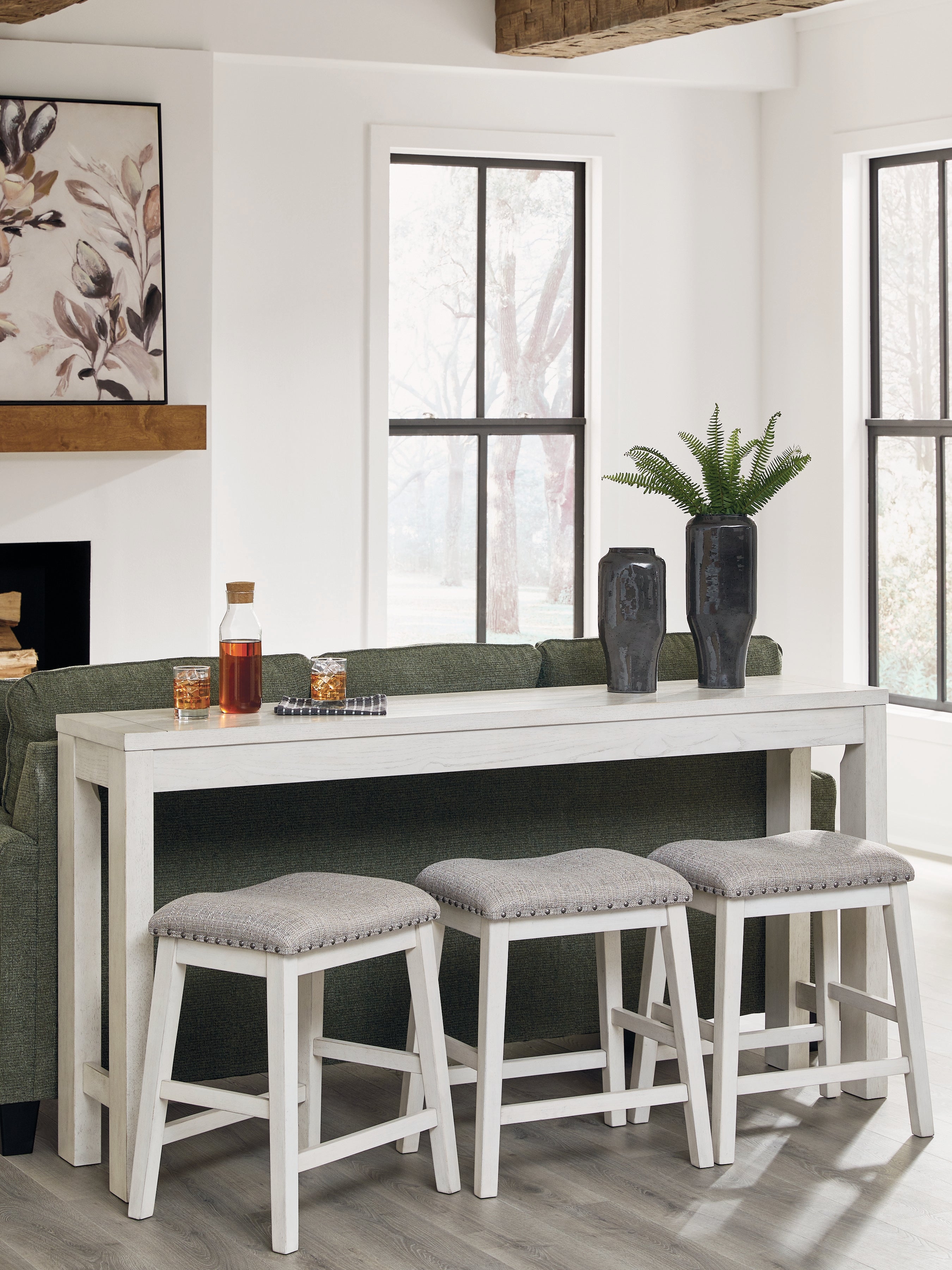 Robbinsdale Counter Height Dining Table and 3 Barstools Set, Antique White