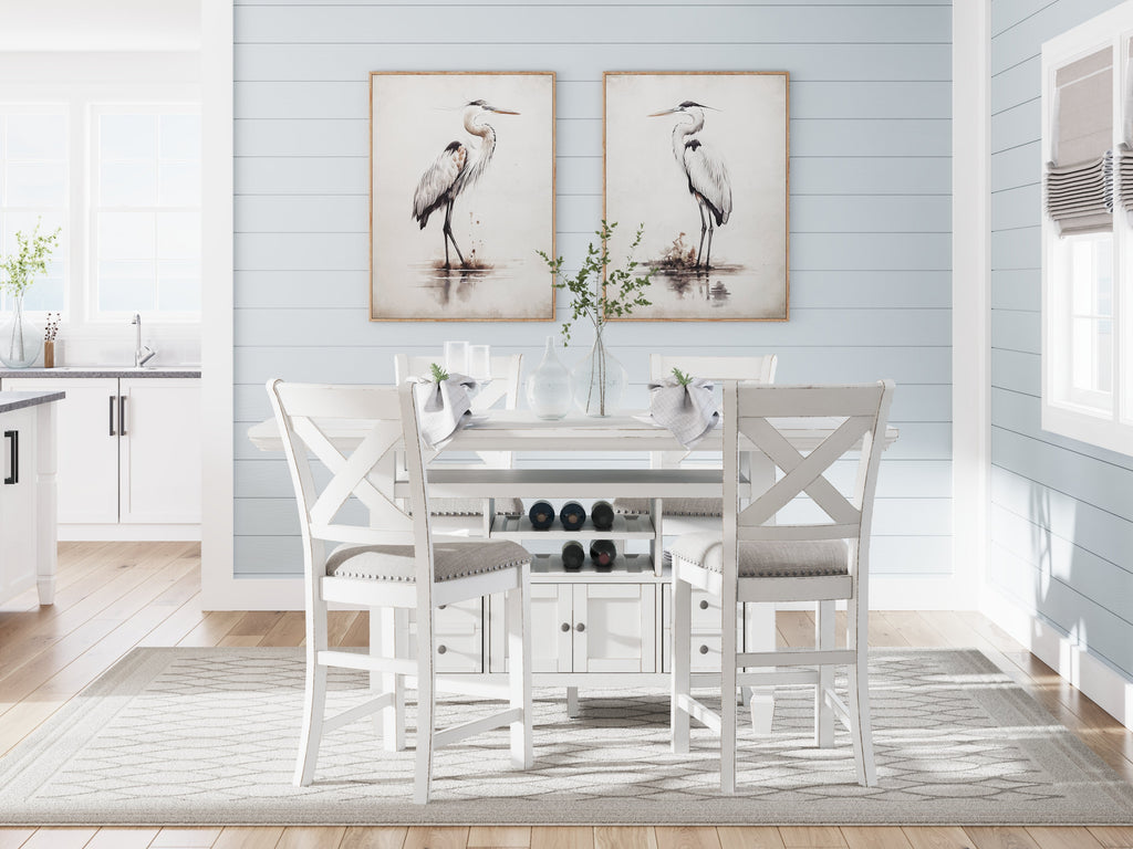 Robbinsdale Antique White Counter Height Dining Table and 4 Barstools
