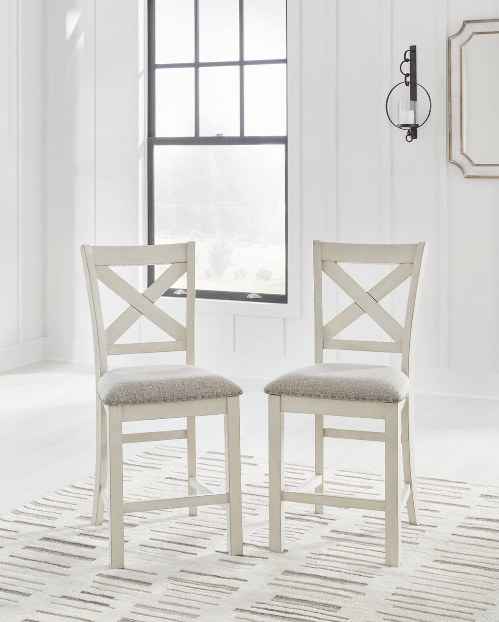 Robbinsdale Counter Height Dining Table and 4 Barstools and Bench, Antique White