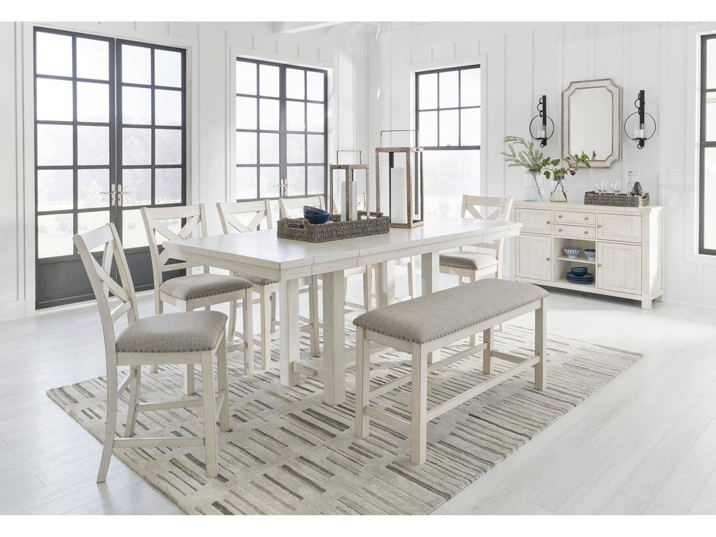 Robbinsdale Counter Height Dining Table and 4 Barstools and Bench, Antique White