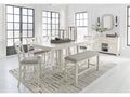 Robbinsdale Counter Height Dining Table and 4 Barstools and Bench, Antique White