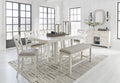 Robbinsdale Counter Height Dining Table w/4 Barstools & Bench and Server, Antique White