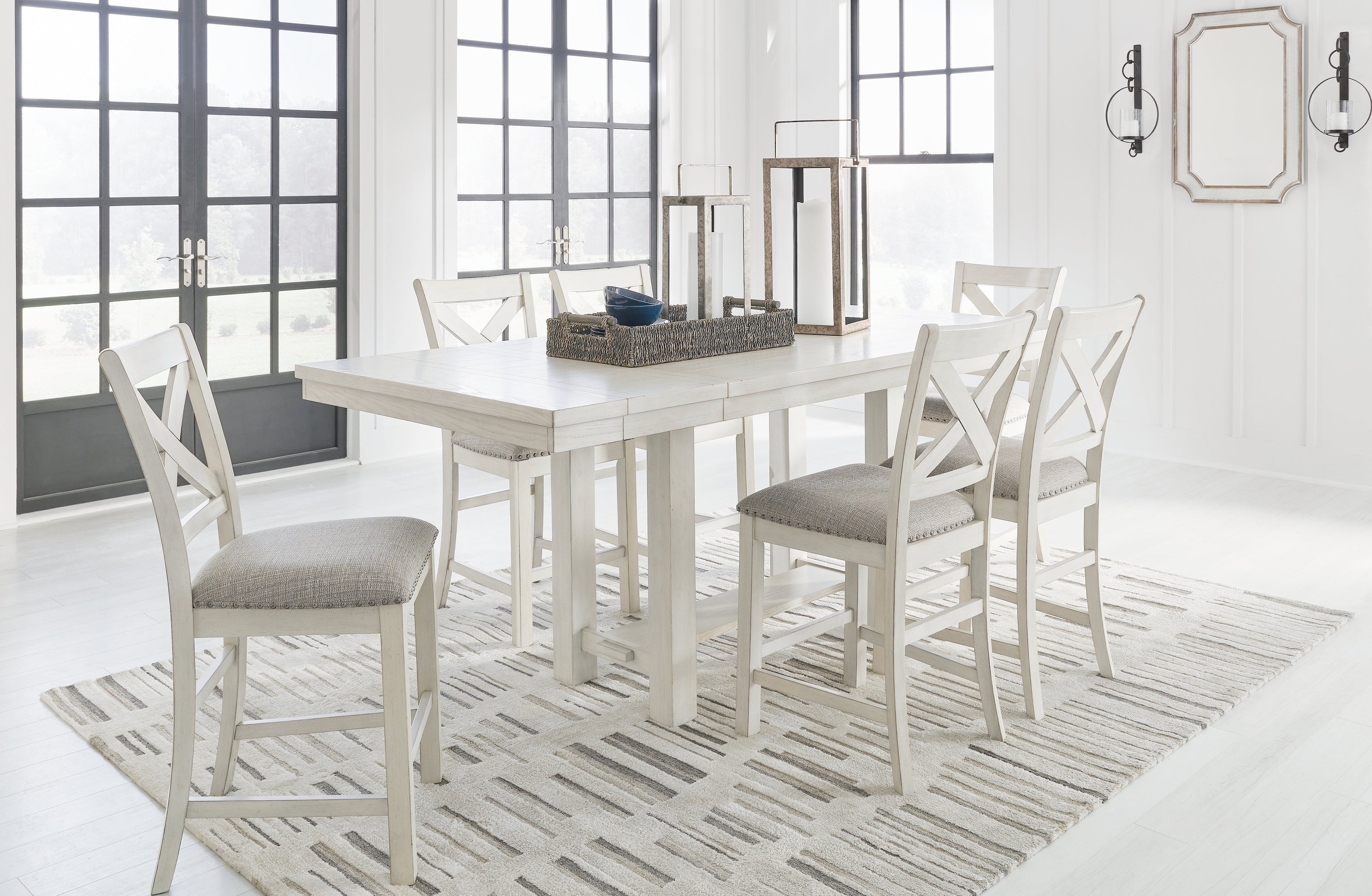 Robbinsdale Antique White Counter Height Extension Dining Room Table