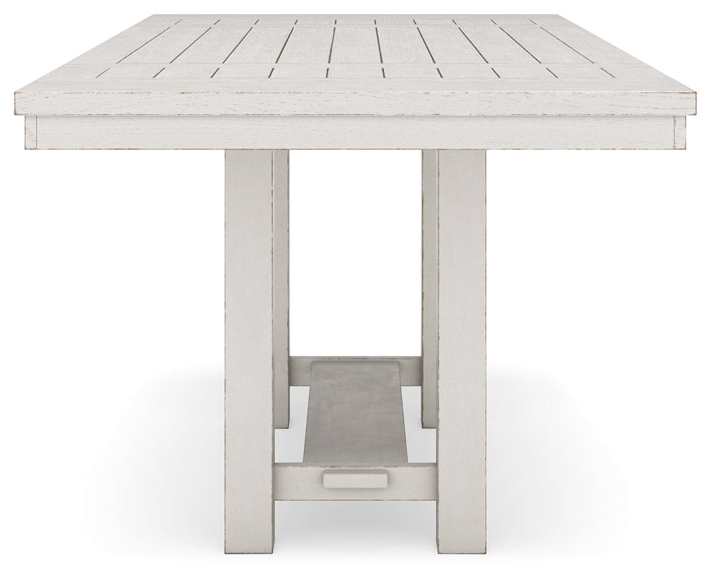 Robbinsdale Counter Height Extension Dining Table, 6 Barstools and Bench, Antique White