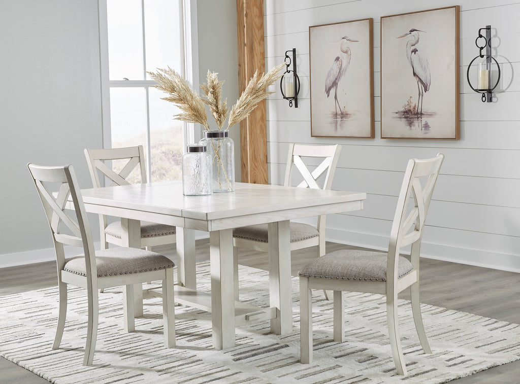 Robbinsdale Antique White Dining Table w/4 Chairs and Server