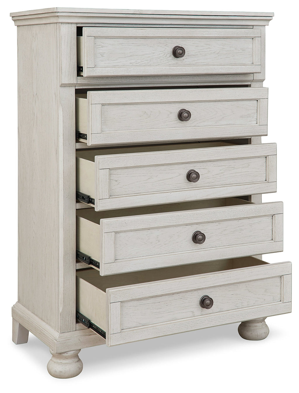 Robbinsdale Full Sleigh Storage Bed, Chest and Nightstand, Antique White