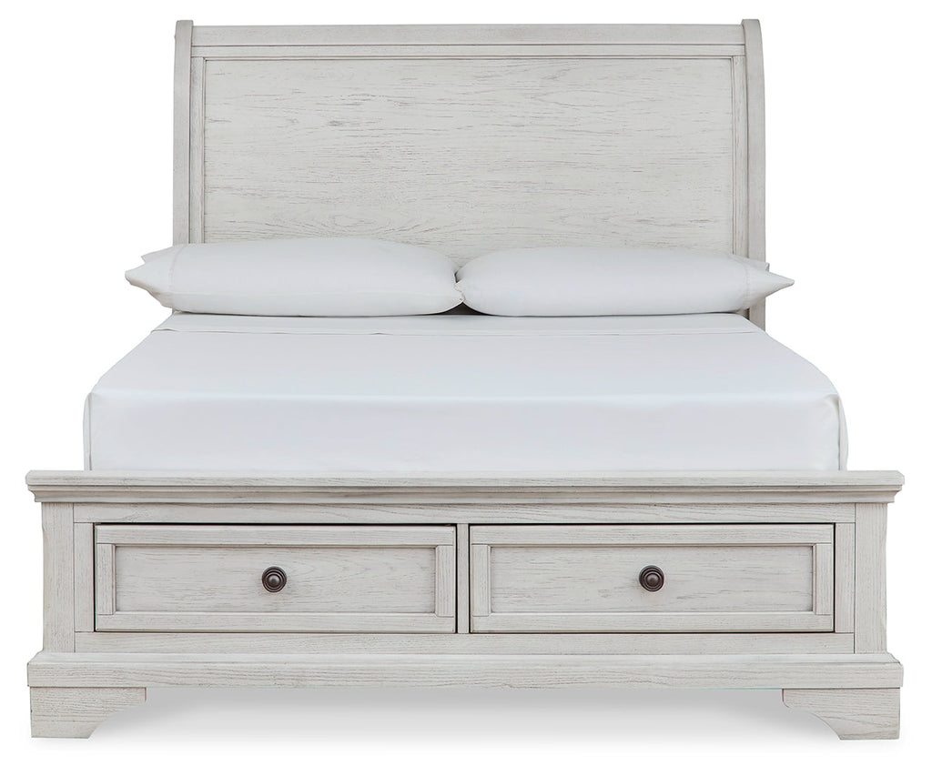 Robbinsdale Full Sleigh Storage Bed, Chest and Nightstand, Antique White