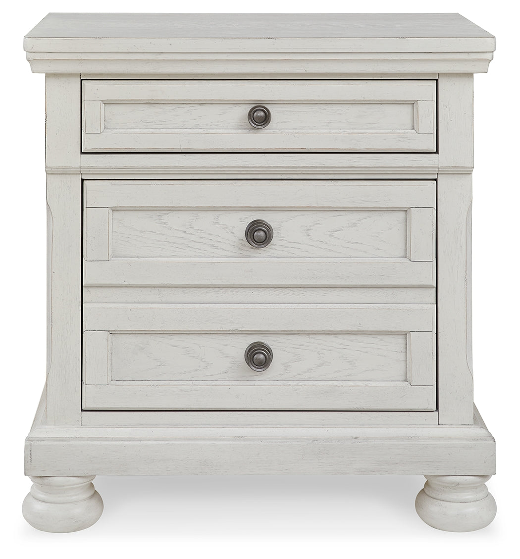 Robbinsdale Full Sleigh Storage Bed, Chest and Nightstand, Antique White