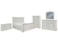 Robbinsdale King Panel Bed & Dresser & Mirror & Chest & 2 Nightstands, Antique White