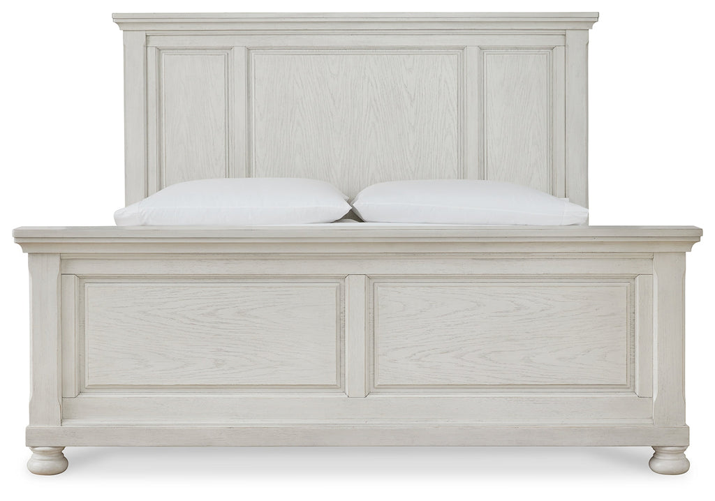 Robbinsdale King Panel Bed & Dresser & Mirror & Chest & 2 Nightstands, Antique White