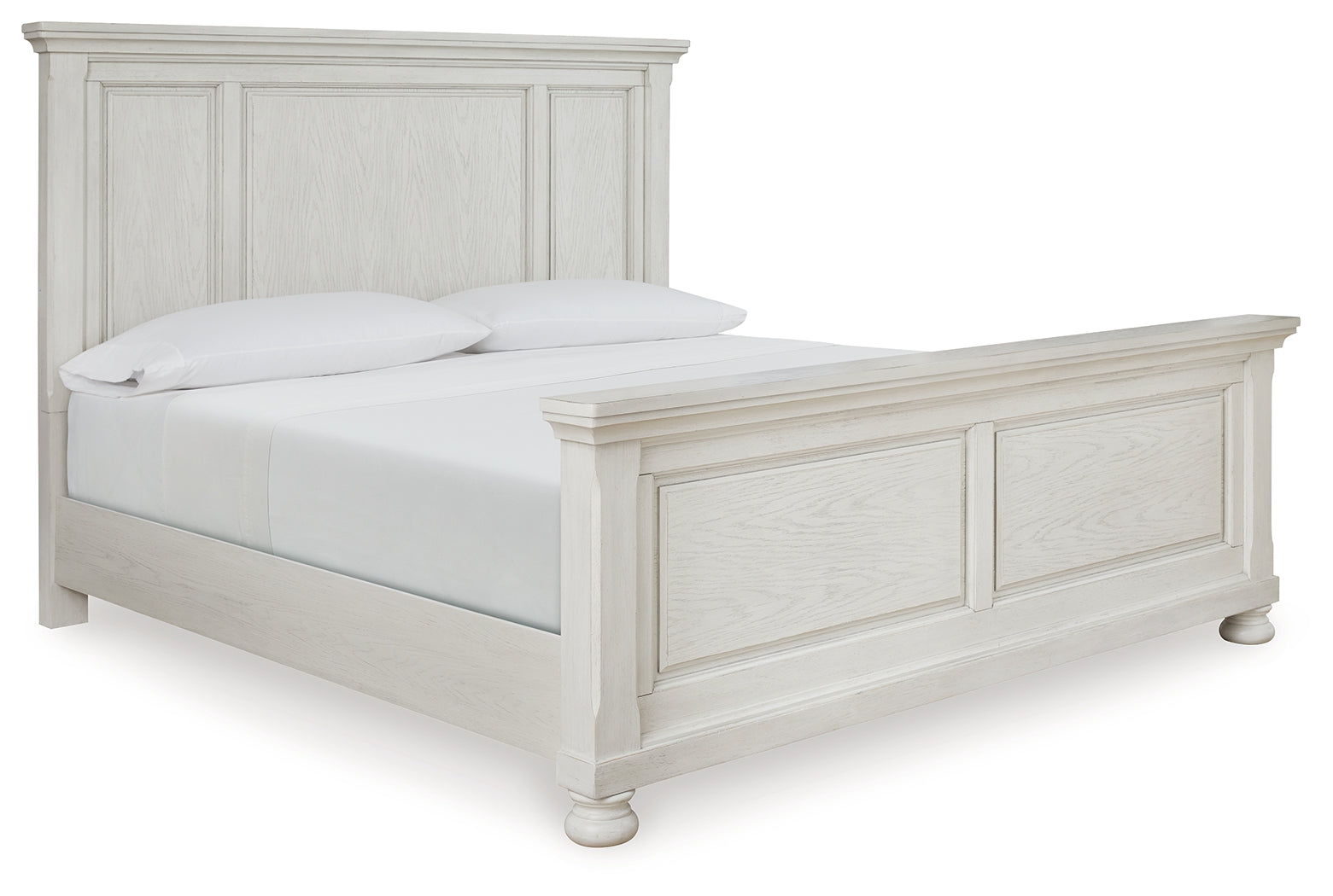 Robbinsdale King Panel Bed & Dresser & Mirror & Chest & 2 Nightstands, Antique White