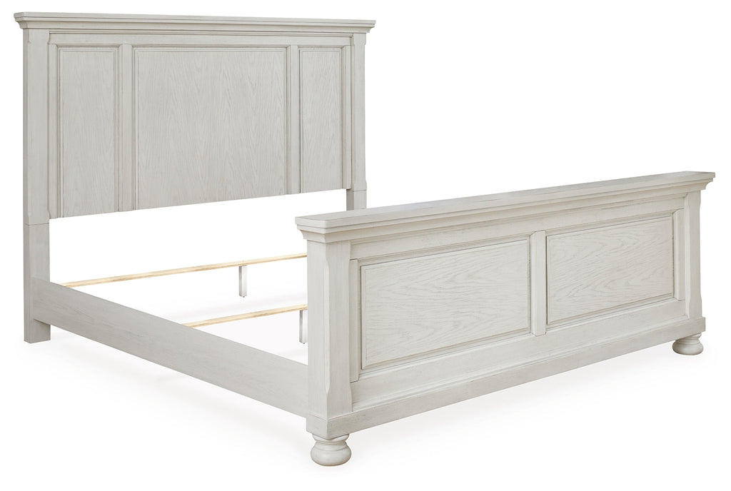 Robbinsdale King Panel Bed & Dresser & Mirror & Chest & 2 Nightstands, Antique White
