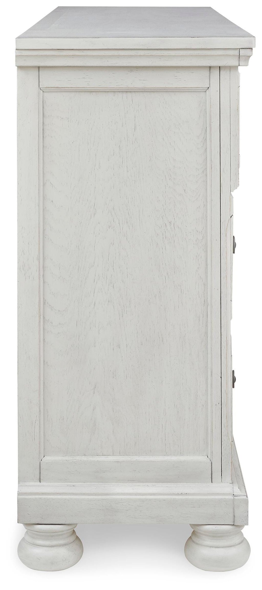 Robbinsdale King Panel Storage Bed, Dresser, Chest and 2 Nightstands, Antique White
