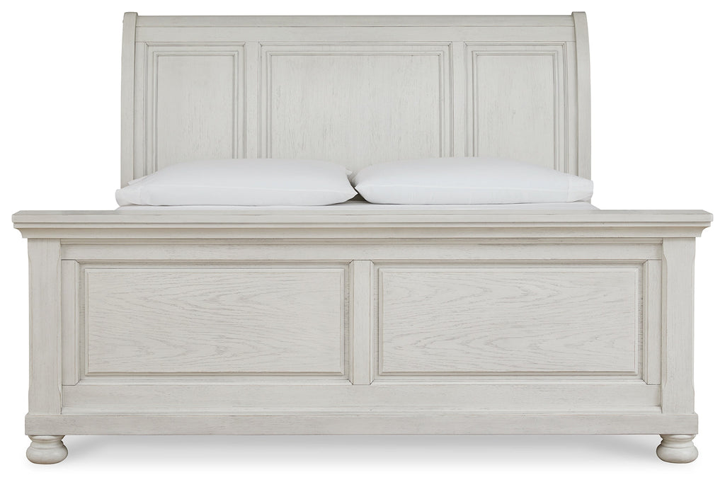 Robbinsdale Antique White King Sleigh Bed