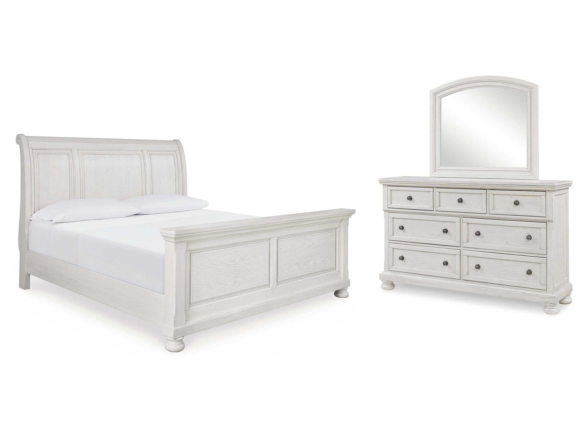 Robbinsdale King Sleigh Bedroom Set, Antique White
