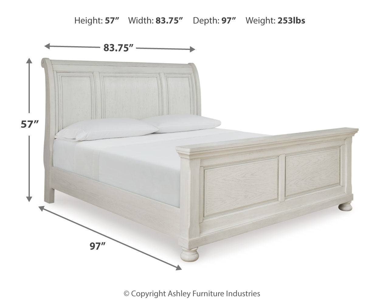 Robbinsdale King Sleigh Bedroom Set, Antique White