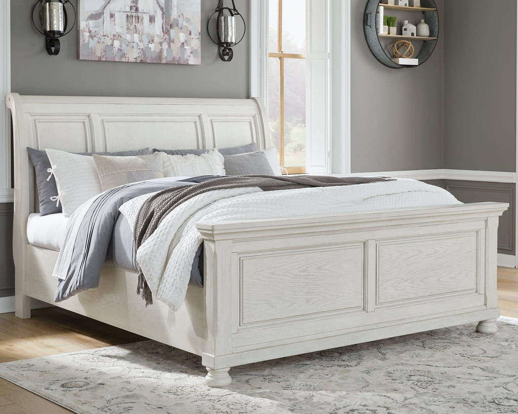 Robbinsdale King Sleigh Bedroom Set, Antique White