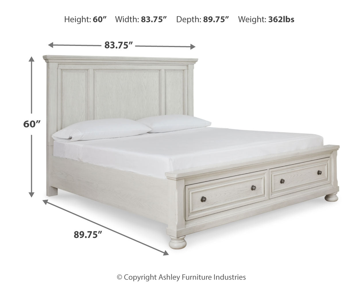 Robbinsdale Antique White King Storage Bedroom Set with 2 Nightstands