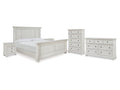 Robbinsdale Queen Panel Bed & Dresser & Chest & 2 Nightstands, Antique White