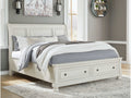 Robbinsdale Antique White Queen Sleigh Storage Bed