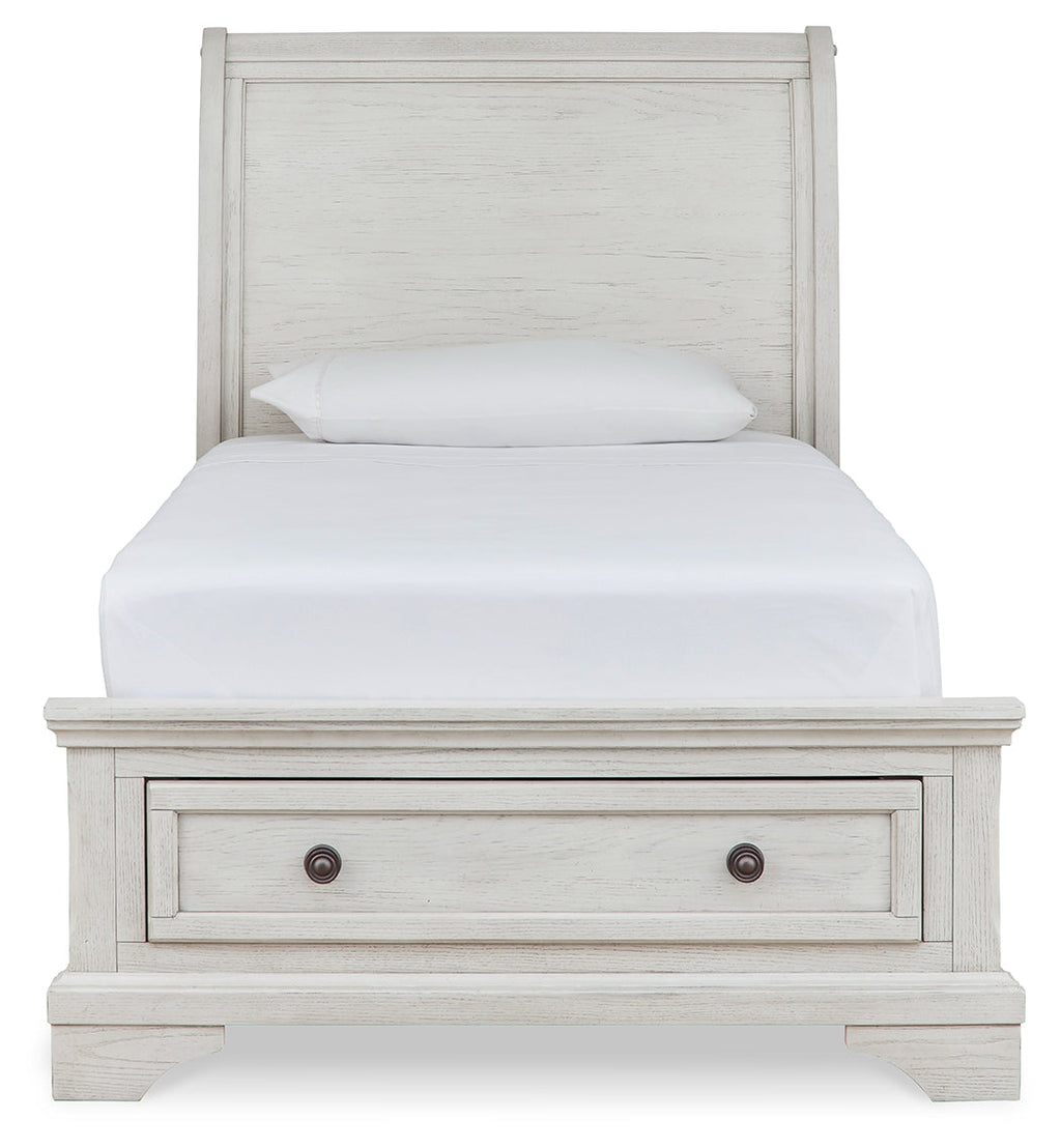 Robbinsdale Antique White Twin Sleigh Storage Youth Bed