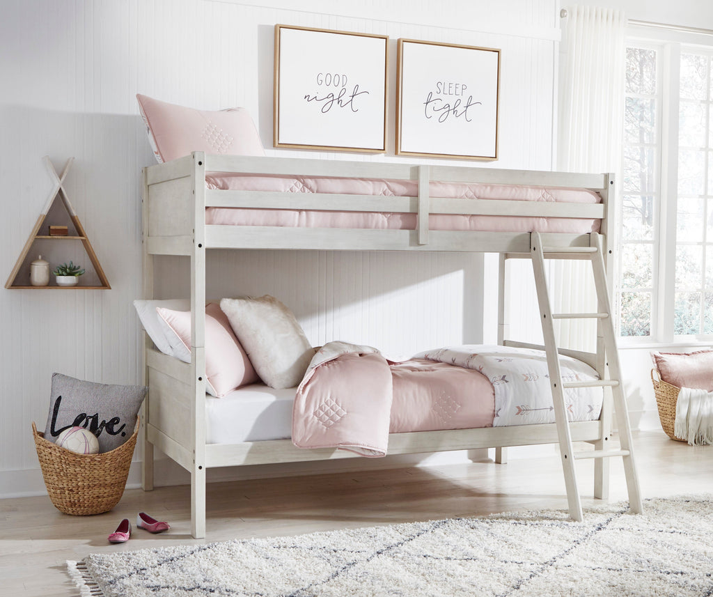 Robbinsdale Antique White Twin/Twin Bunk Bed w/ Ladder