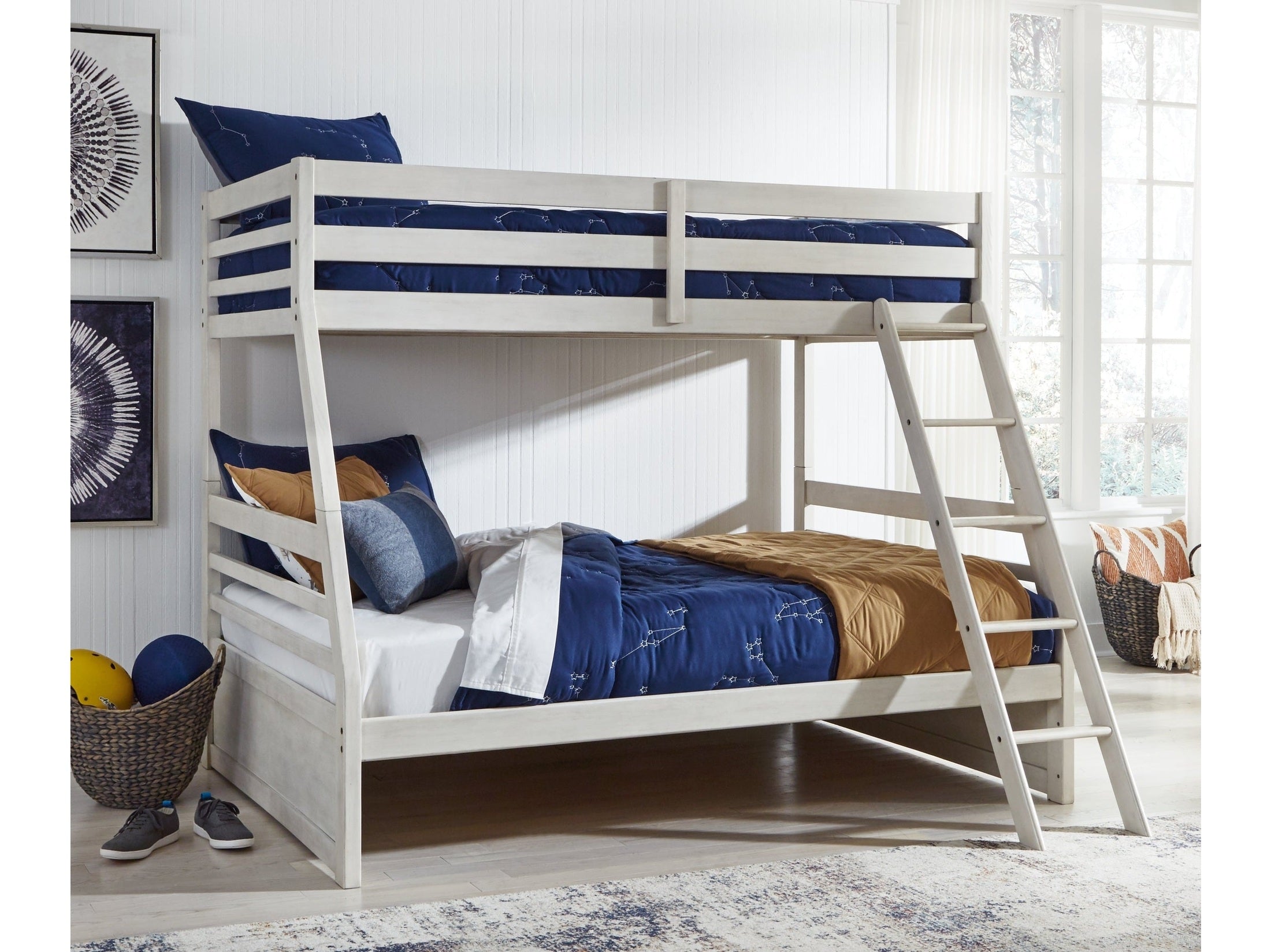 Robbinsdale Antique White Twin over Full Bunk Youth Bed