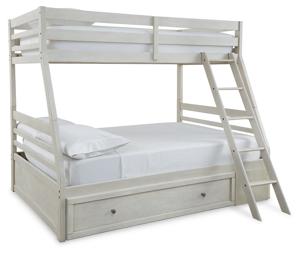 Robbinsdale Antique White Twin over Full Bunk Youth Bed with Storage
