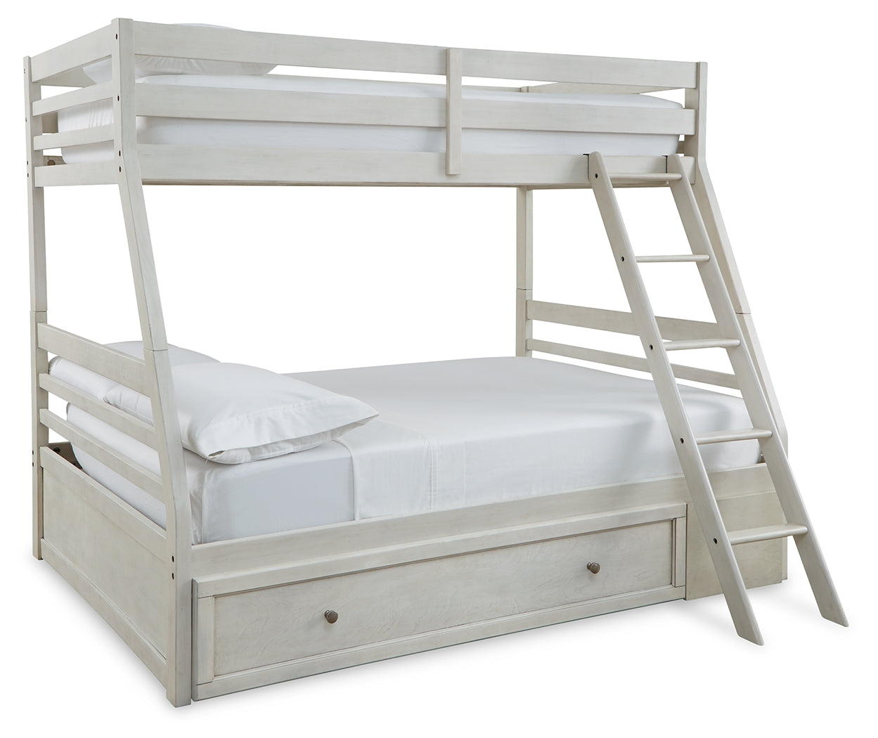 Robbinsdale Antique White Twin over Full Bunk Youth Bed with Storage