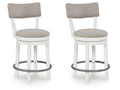 Robbinsdale Antique White Upholstered Swivel Barstool (Set of 2)