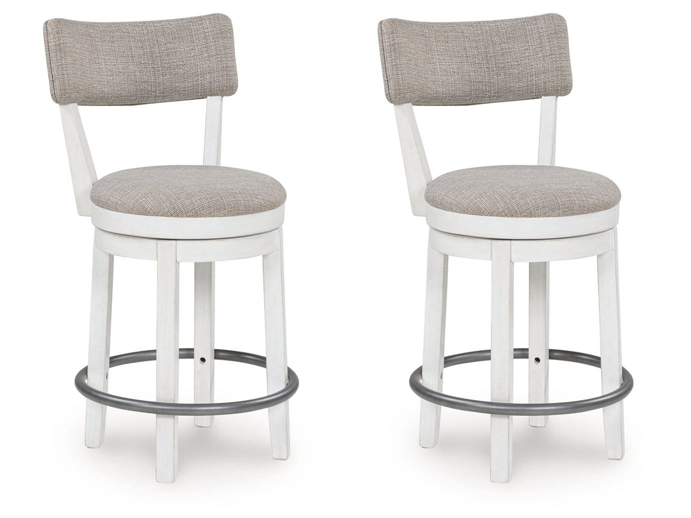 Robbinsdale Antique White Upholstered Swivel Barstool (Set of 2)