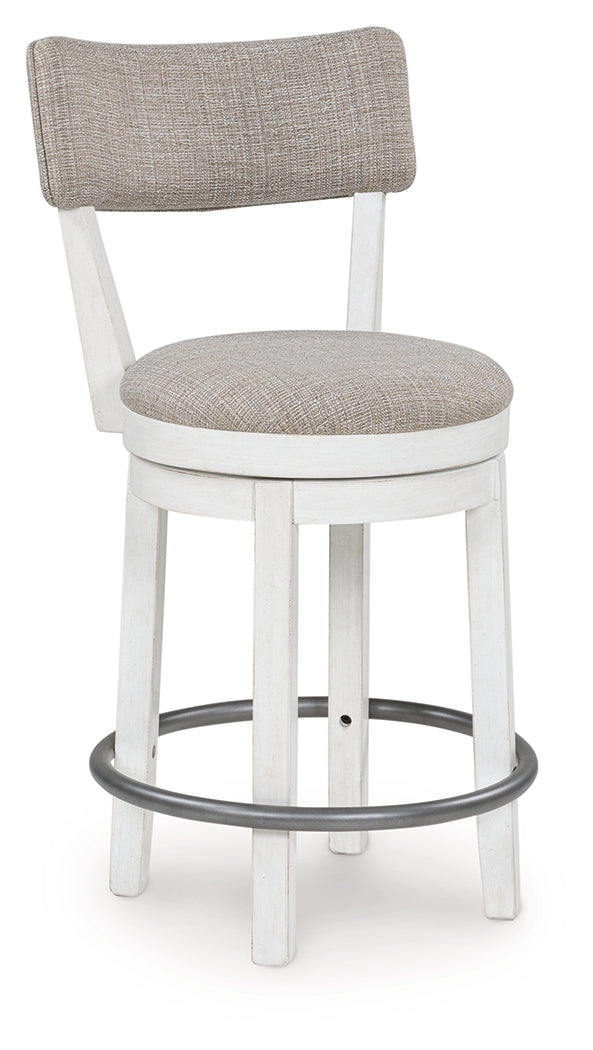 Robbinsdale Antique White Upholstered Swivel Barstool (Set of 2)