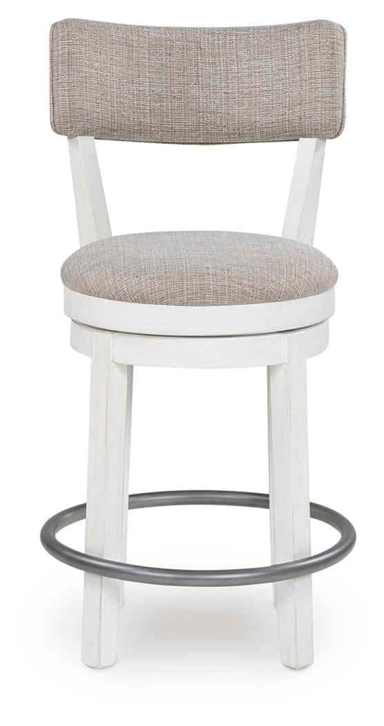 Robbinsdale Antique White Upholstered Swivel Barstool (Set of 2)