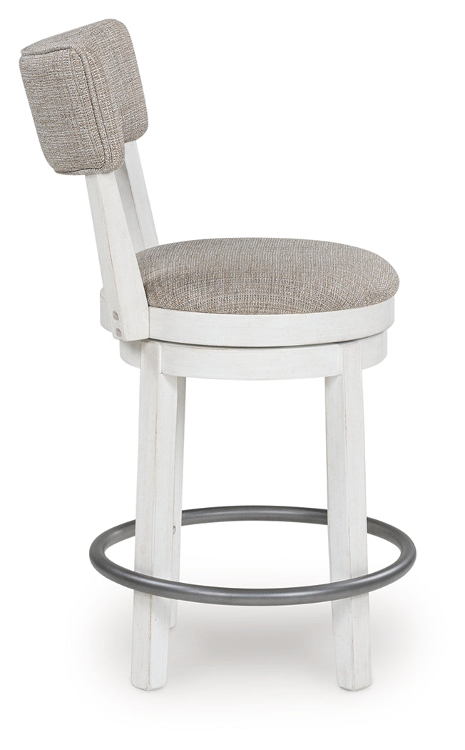 Robbinsdale Antique White Upholstered Swivel Barstool (Set of 2)