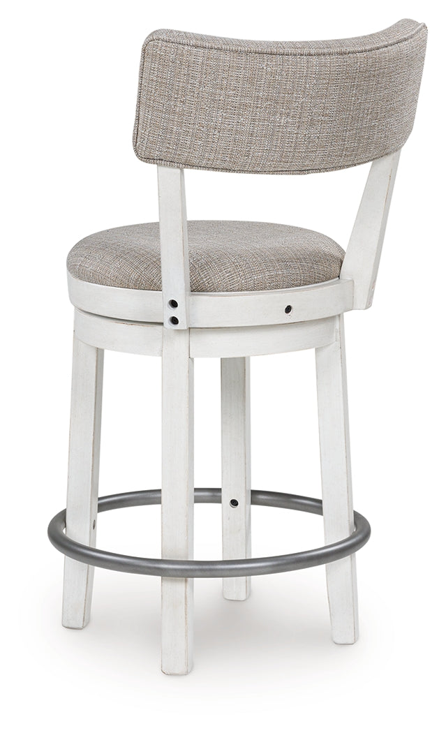 Robbinsdale Antique White Upholstered Swivel Barstool (Set of 2)