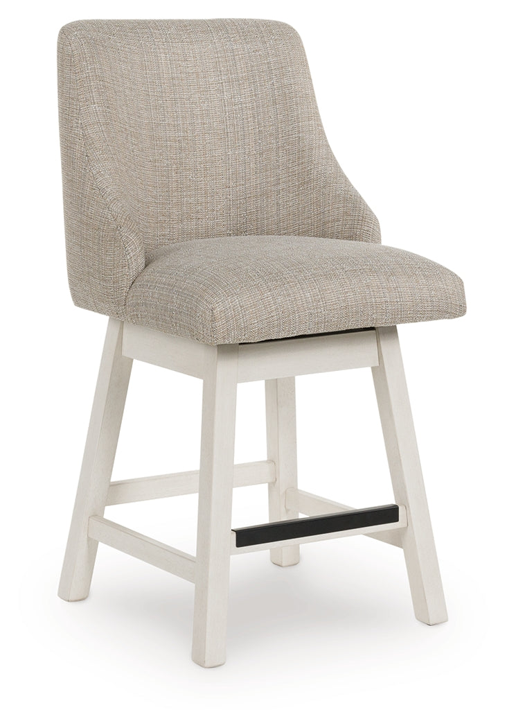 Robbinsdale Antique White Upholstered Swivel Barstool (Set of 2)