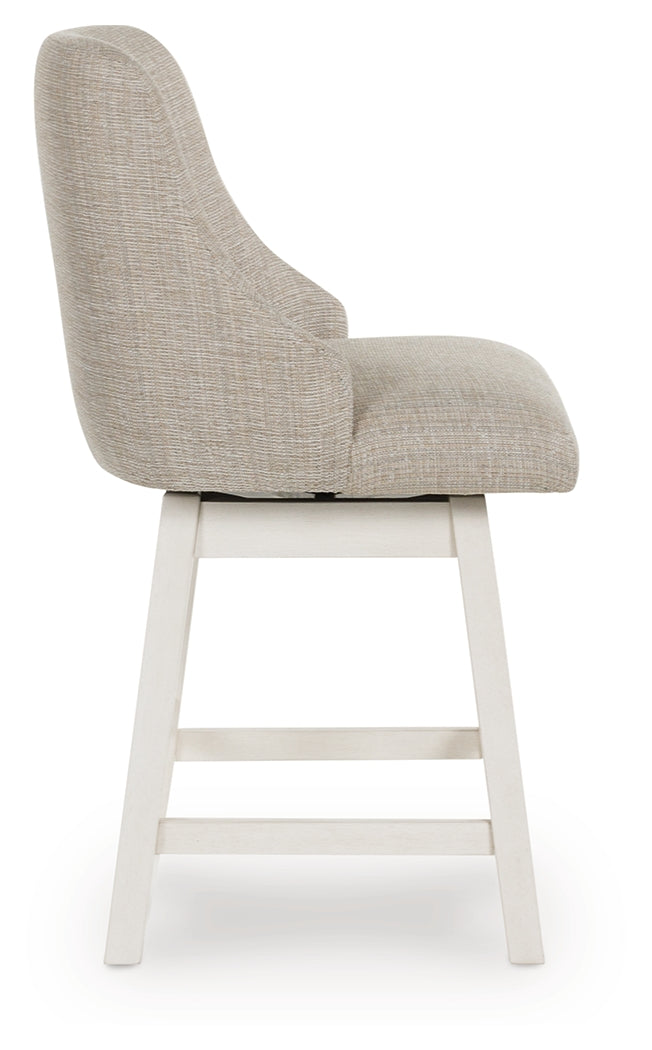 Robbinsdale Antique White Upholstered Swivel Barstool (Set of 2)