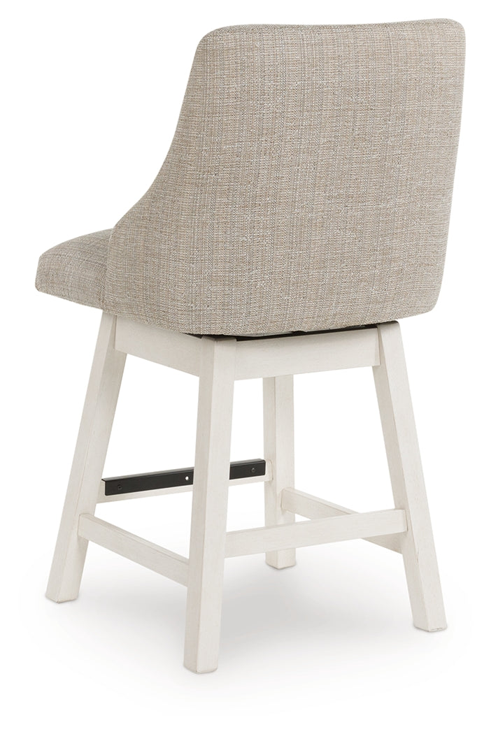 Robbinsdale Antique White Upholstered Swivel Barstool (Set of 2)